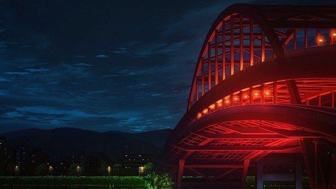 Night view on Kobe Bridge